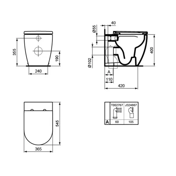 Set vas WC pe pardoseala Ideal Standard Ellisse rimless cu capac softclose alb picture - 10