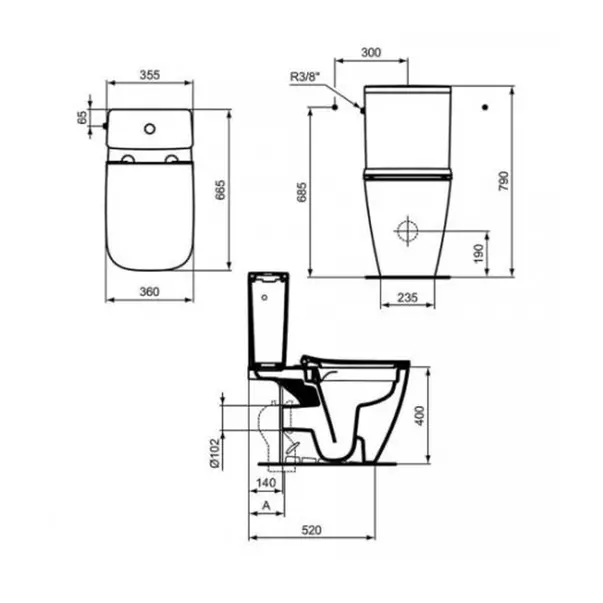 Set vas WC pe pardoseala Ideal Standard I.Life B rimless alb cu rezervor si capac slim softclose picture - 7