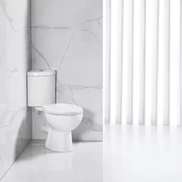 Set vas WC pe pardoseala Inter Ceramic Rimless alb cu rezervor pe colt si capac Quick Release