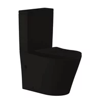 Set vas WC pe pardoseala Inter Ceramic Tornado Rimless negru cu rezervor si capac softclose