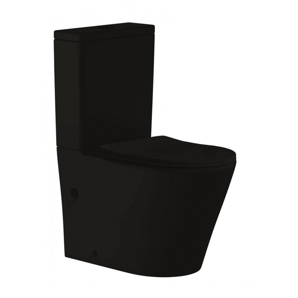 Set vas WC pe pardoseala Inter Ceramic Tornado Rimless negru cu rezervor si capac softclose