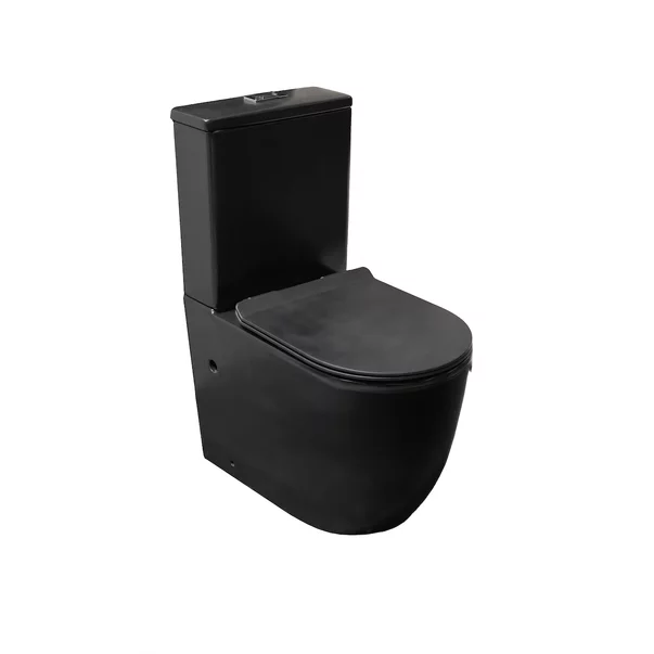 Set vas WC pe pardoseala Rune Ivaldi monobloc negru, Tornado rimless cu sistem vortex si cu capac slim softclose picture - 2