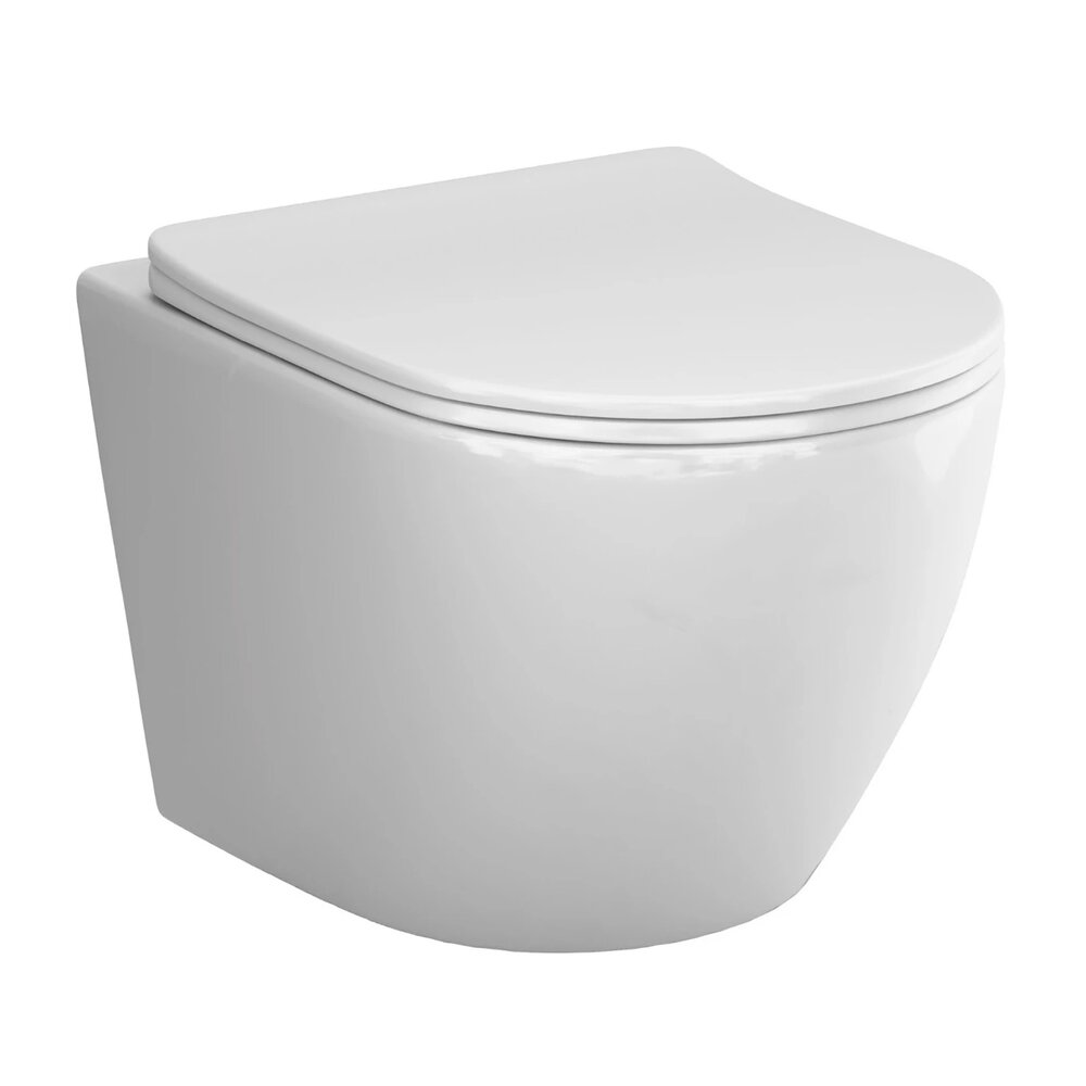 Set vas WC suspendat AM.PM Like AquaSpin rimless cu capac softclose alb lucios