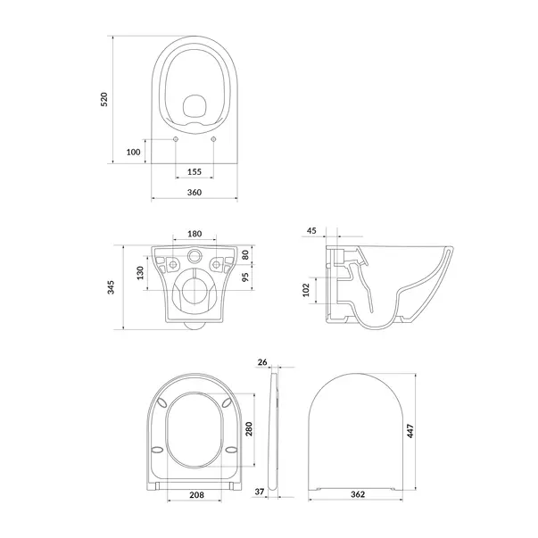 Set vas WC suspendat B331 Cersanit Larga si capac slim softclose alb picture - 6