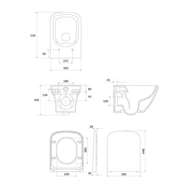 Set vas WC suspendat B332 Cersanit Larga si capac slim softclose alb picture - 6