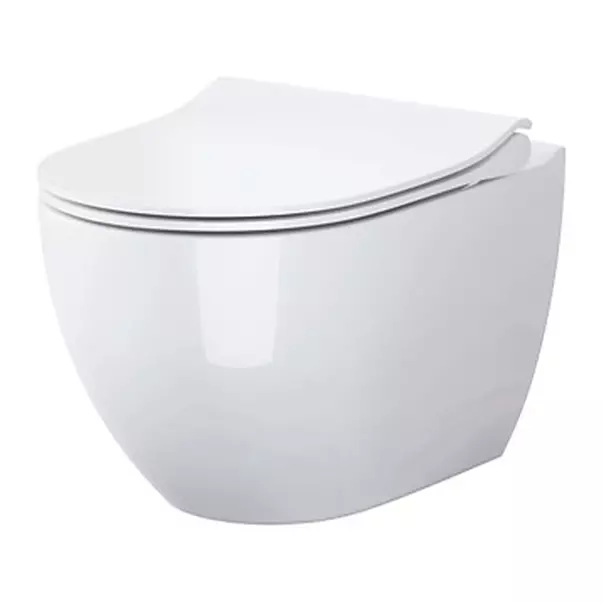 Set vas WC suspendat Cersanit Zen 246 si capac slim softclose alb picture - 2