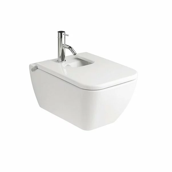 Set vas WC suspendat Gala Emma Square Rimless cu capac softclose alb si bideu picture - 6
