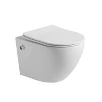 Set vas WC suspendat cu functie de bideu Inter Ceramic Rimless cu capac slim alb