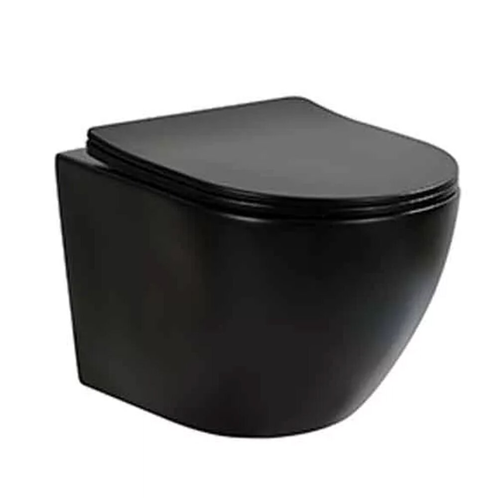 Set vas WC suspendat Fluminia Ricci Tornado si capac softclose negru mat