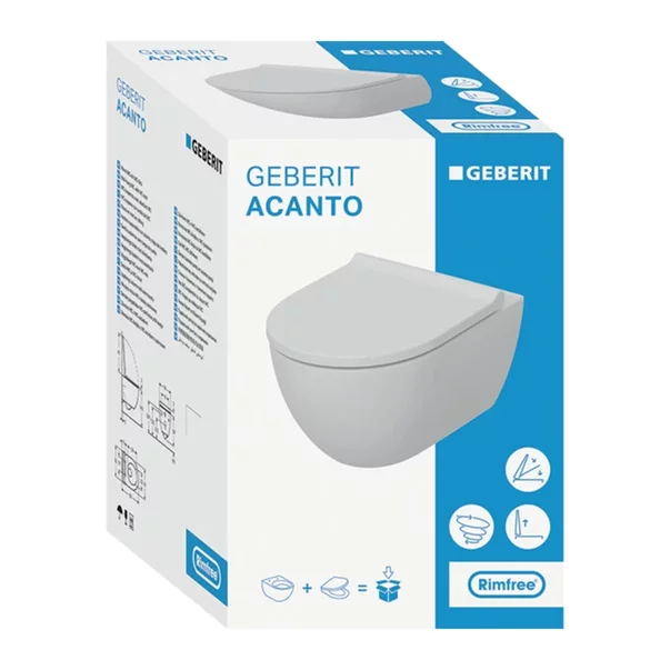 Set vas WC suspendat Geberit Acanto TurboFlush cu capac softclose alb lucios picture - 7