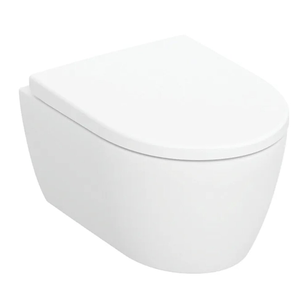 Set vas WC suspendat Geberit iCon Rimfree cu capac softclose alb mat