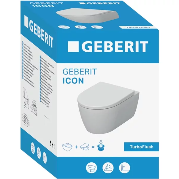 Set vas WC suspendat Geberit iCon TurboFlush cu capac softclose alb lucios picture - 3