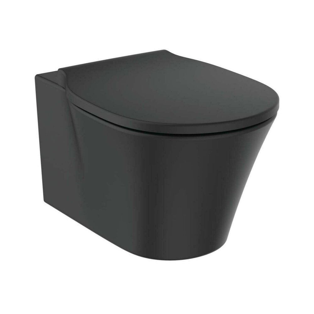 Set vas wc suspendat Ideal Standard Connect Air AquaBlade negru mat cu capac slim softclose Ideal Standard
