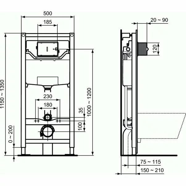 Set vas wc suspendat Ideal Standard Connect AquaBlade cu capac inchidere lenta si rezervor Ideal Standard Prosys picture - 6