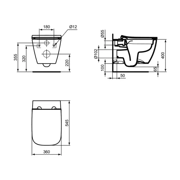 Set vas WC suspendat Ideal Standard I.Life B rimless alb si capac slim softclose picture - 8