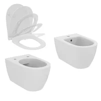 Set vas WC suspendat Ideal Standard I.life O cu capac softclose alb si bideu