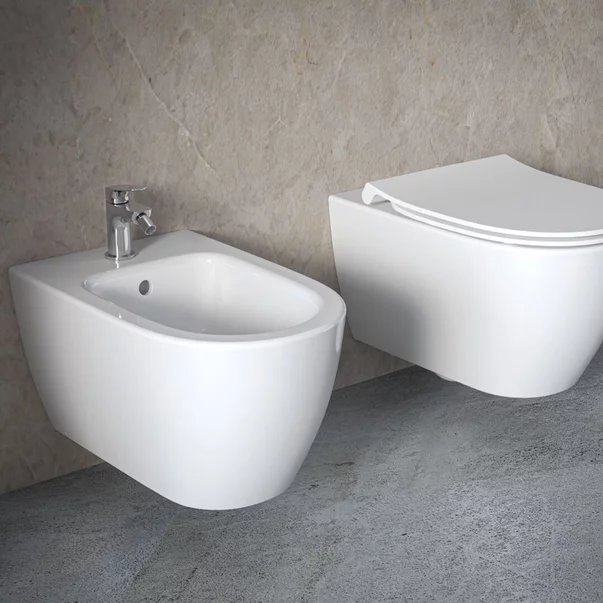 Set vas WC suspendat Ideal Standard I.life O cu capac softclose alb si bideu picture - 2