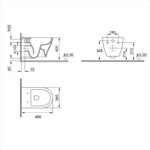Set vas WC suspendat Inter Ceramic Rimless cu capac slim bej finisaj mat picture - 4