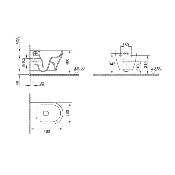 Set vas WC suspendat Inter Ceramic Rimless cu capac softclose finisaj alb lucios picture - 6
