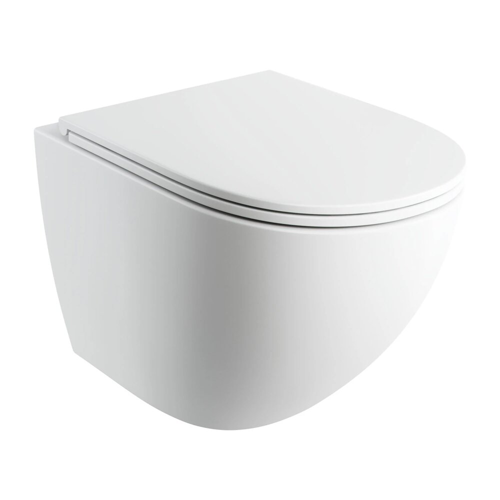 Set vas WC suspendat Omnires Ottawa Comfort Rimless Silent Power alb mat cu capac softclose