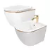 Set vas WC suspendat Rea Carlo alb - auriu cu capac softclose si bideu alb picture - 1
