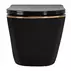 Set vas WC suspendat Rea Carlo Mini negru - auriu lucios cu capac softclose picture - 3