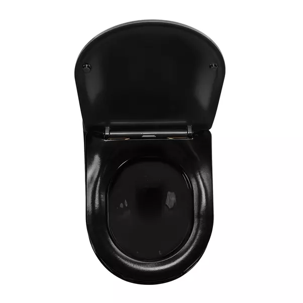 Set vas WC suspendat Rea Carlo Mini negru - auriu lucios cu capac softclose picture - 4