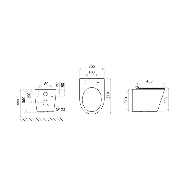 Set vas WC suspendat Rune Asmund Rimless alb si capac slim softclose picture - 4