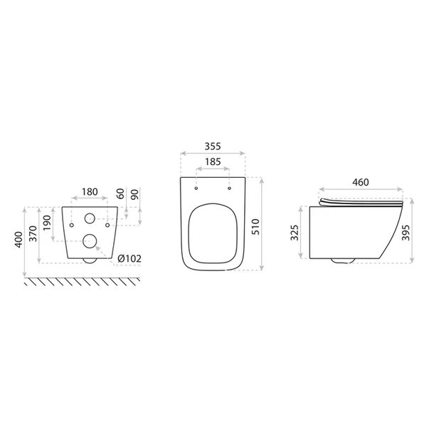 Set vas WC suspendat Rune Dagny Rimless negru mat si capac slim softclose picture - 2