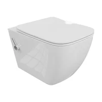 Set vas WC suspendat Rune Eydis cu functie de bideu Rimless alb si capac slim softclose