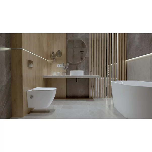 Set vas WC suspendat Rune Eydis cu functie de bideu Rimless alb si capac slim softclose picture - 2