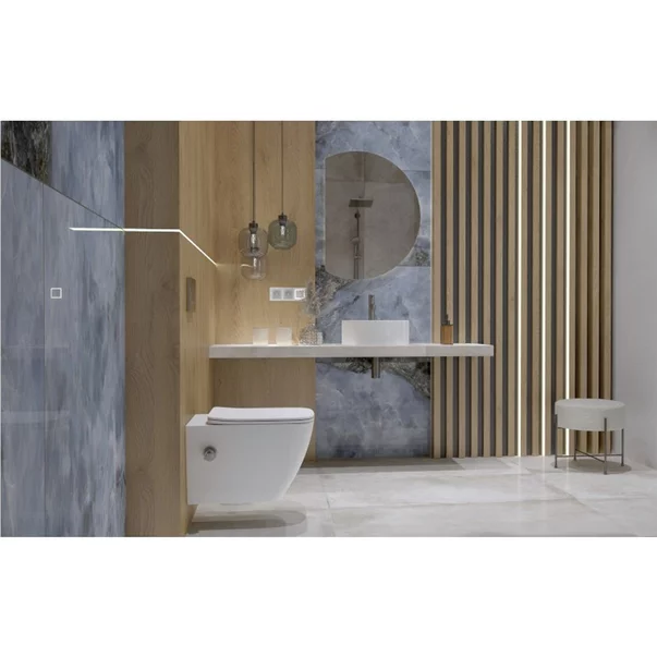 Set vas WC suspendat Rune Eydis cu functie de bideu Rimless alb si capac slim softclose picture - 3