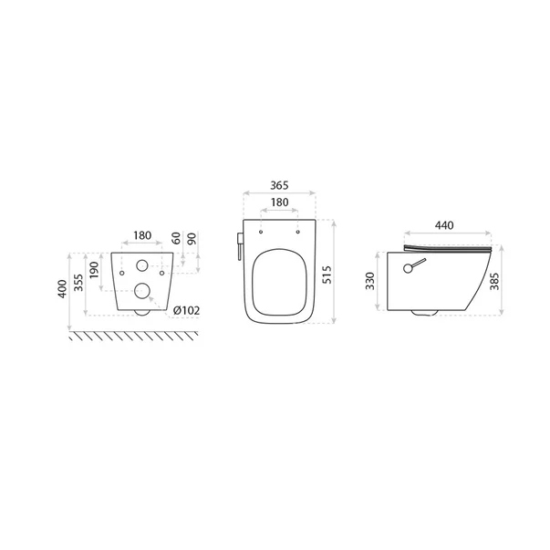 Set vas WC suspendat Rune Eydis cu functie de bideu Rimless alb si capac slim softclose picture - 4