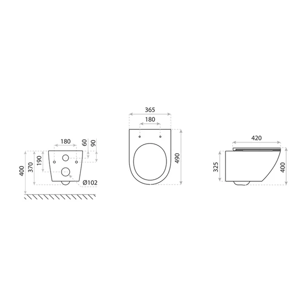 Set vas WC suspendat Rune Geri  Rimless alb si capac slim softclose picture - 4