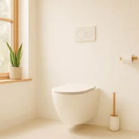 Set vas WC suspendat Rune Ivaldi bej finisaj mat cu capac slim