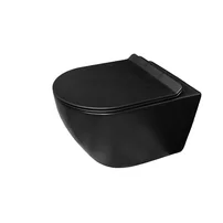 Set vas WC suspendat Rune Ivaldi Grande rimless negru cu capac softclose