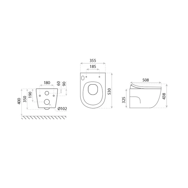 Set vas WC suspendat Rune Leif Smart Rimless alb si capac softclose cu functie de bideu picture - 5