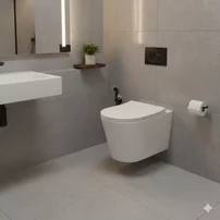 Set vas WC suspendat Rune Solrun Rimless alb lucios si capac slim softclose