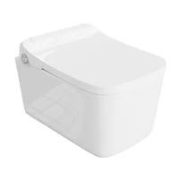 Set vas WC suspendat Rune Tove Smart Rimless alb si capac softclose cu functie de bideu