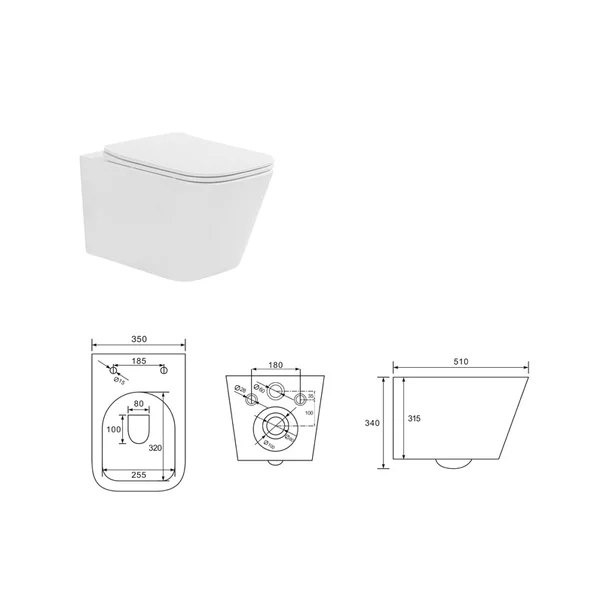 Set vas wc suspendat si capac softclose Fluminia Tornado Flush picture - 4