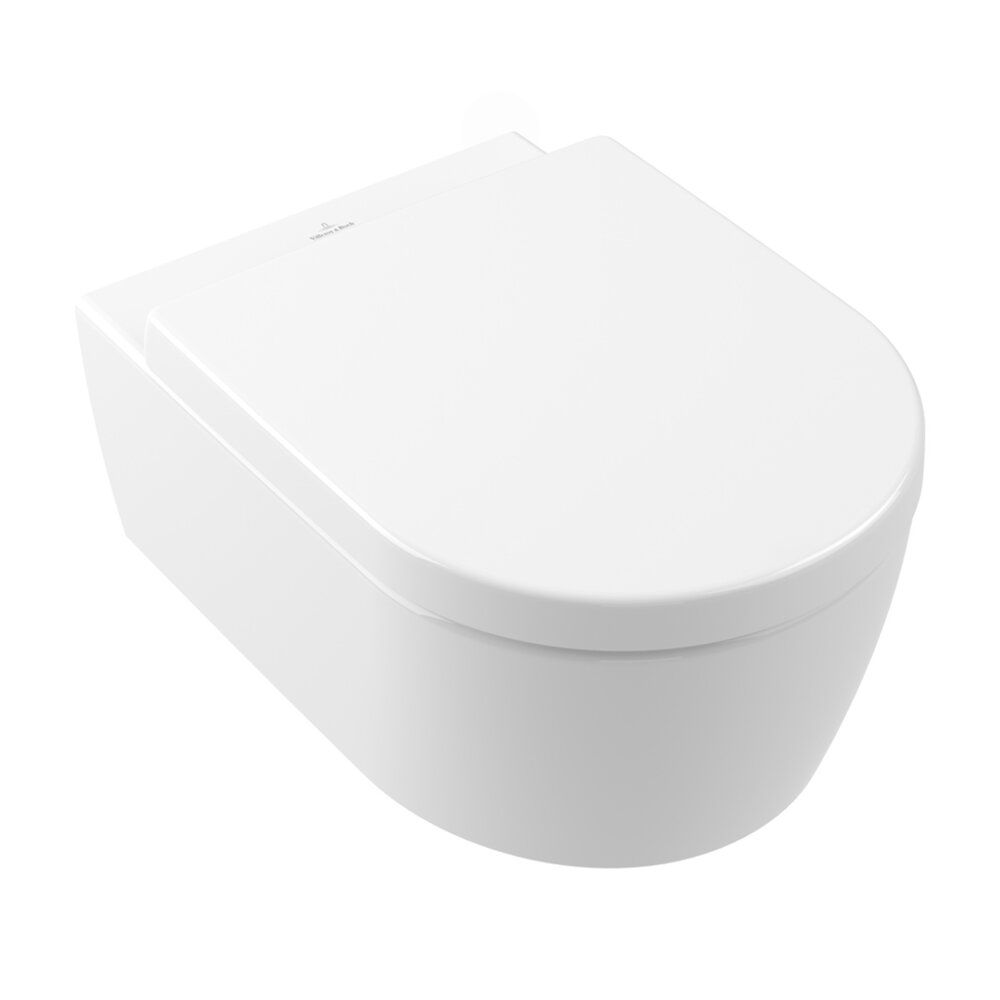 Set vas WC suspendat Villeroy&Boch Avento Combi-Pack DirectFlush Rimless cu capac softclose alb Alpin CeramicPlus
