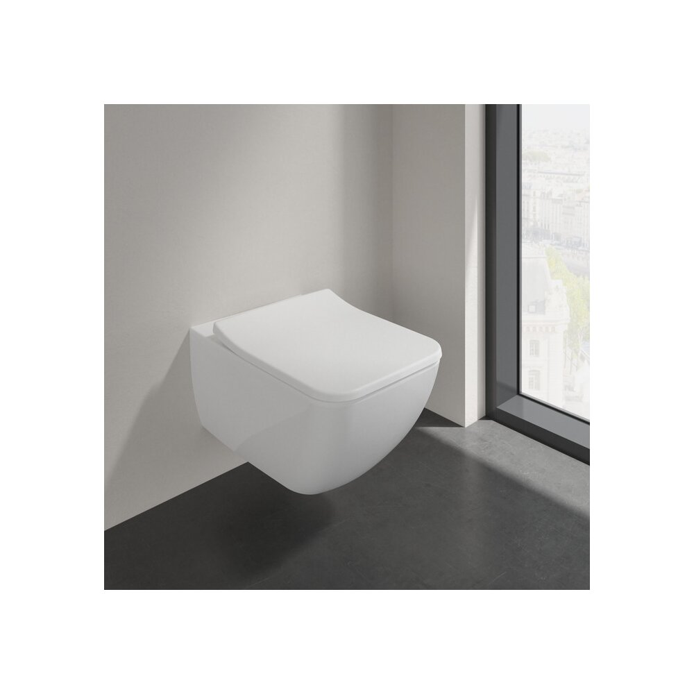 Set vas WC suspendat Villeroy&Boch Collaro Combi-Pack DirectFlush Rimless cu capac softclose alb Alpin CeramicPlus