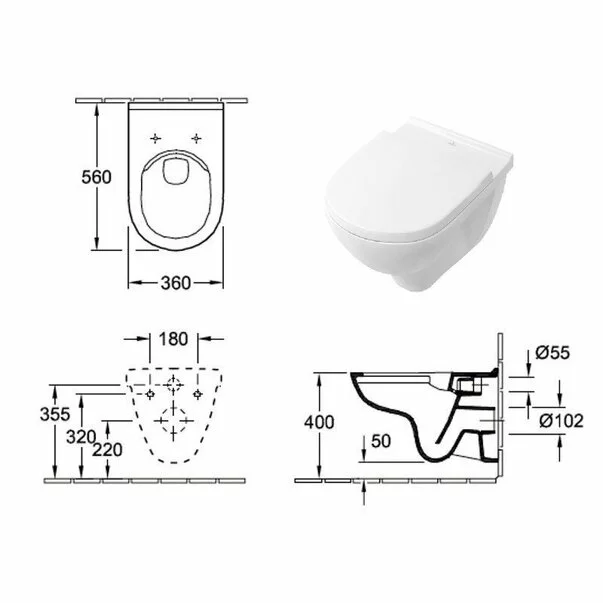 Set vas wc suspendat Villeroy&Boch O.Novo Direct Flush cu capac soft close picture - 6