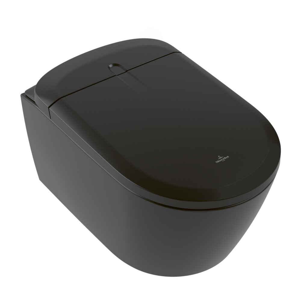 Set vas WC suspendat Villeroy&Boch Supreo rimless cu functie de bideu electric si capac softclose negru mat