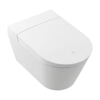 Set vas WC suspendat Villeroy&Boch Tivo rimless cu functie de bideu electric si capac softclose alb alpin