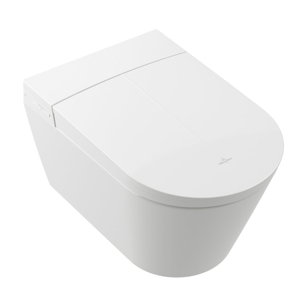 Set vas WC suspendat Villeroy&Boch Tivo rimless cu functie de bideu electric si capac softclose alb alpin