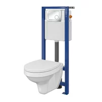 Set WC cu cadru 206 Cersanit Delfi si clapeta crom plus vas WC Delfi cu capac alb