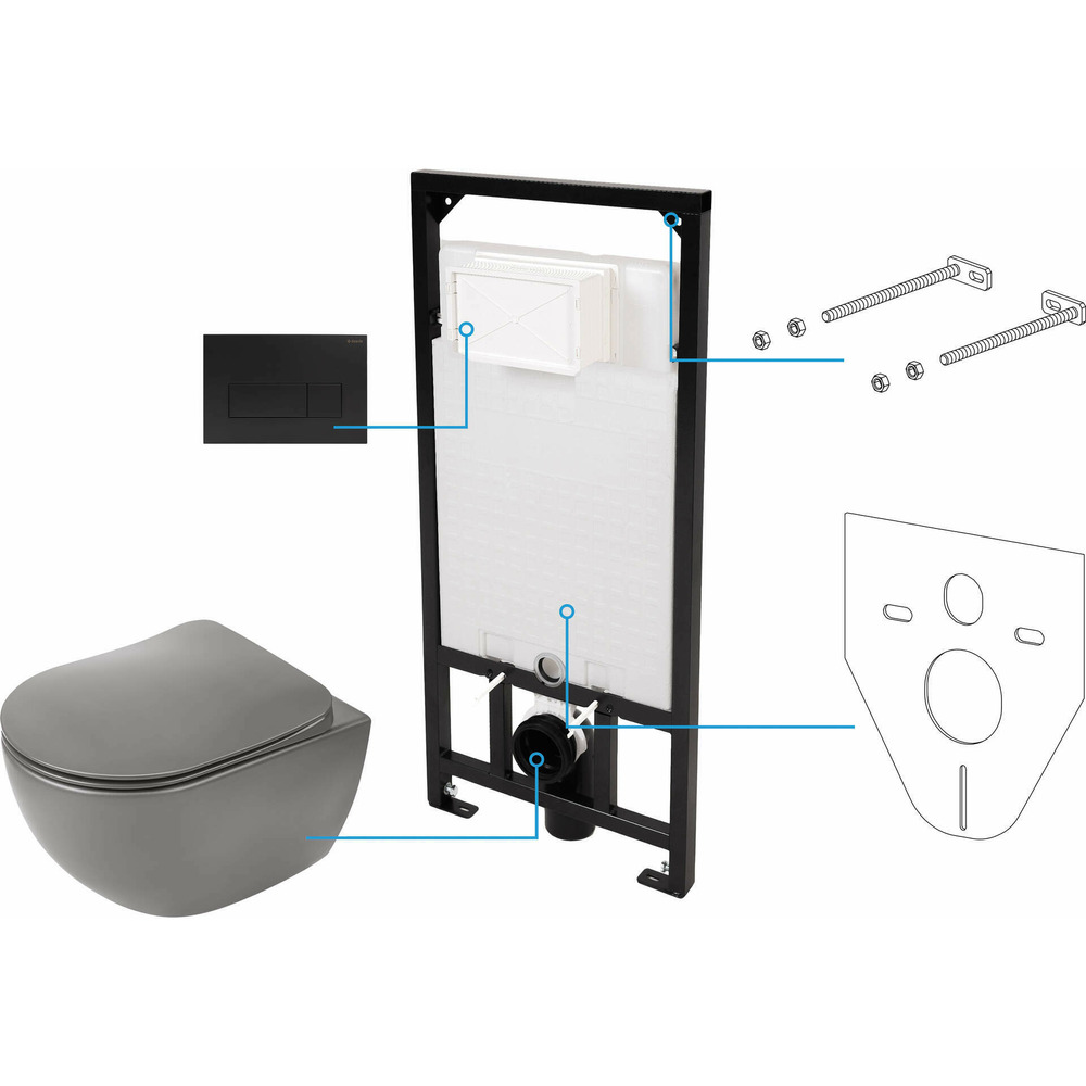 Set WC Deante Peonia incastrat 6 in 1 antracit