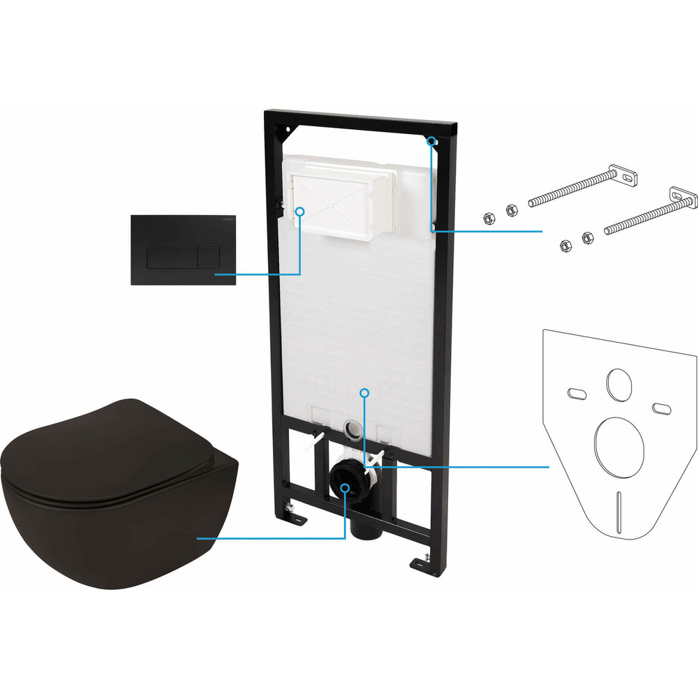 Set WC Deante Peonia incastrat 6 in 1 negru