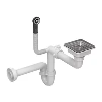 Sifon cu capac scurgere patrat Quadron Unique finisaj inox pentru chiuvete granit 1 cuva